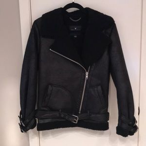American Eagle Aviator Jacket in Black